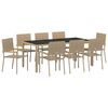 vidaXL Have Spisebordss&aelig;t 9 stk. Beige polyrattan