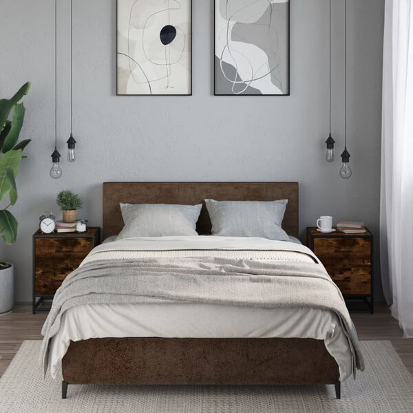 vidaXL sengeborde 2 stk. 40x31x50 cm konstrueret tr&aelig; r&oslash;get egetr&aelig;
