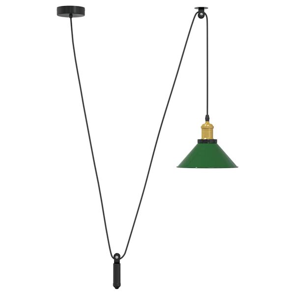 vidaXL pendellampe højdejusterbar E27 Ø 22 cm metal glans grøn