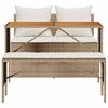 vidaXL spisebordssæt til haven 3 dele med hynder polyrattan beige