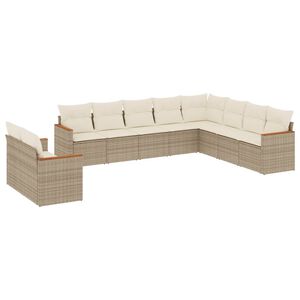 vidaXL sofas&aelig;t til haven 10 dele med hynder polyrattan beige
