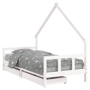 vidaXL sengeramme til juniorseng m. skuffer 90x190 cm massivt fyr hvid