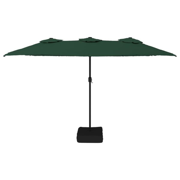 vidaXL parasol m. dobbelt parasoldug 449x265 cm grøn