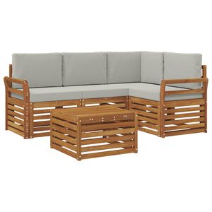 vidaXL Udend&oslash;rs sofagruppe 5 pcs Naturlig og Lys Gr&aring; Massivt Akacietr&aelig;