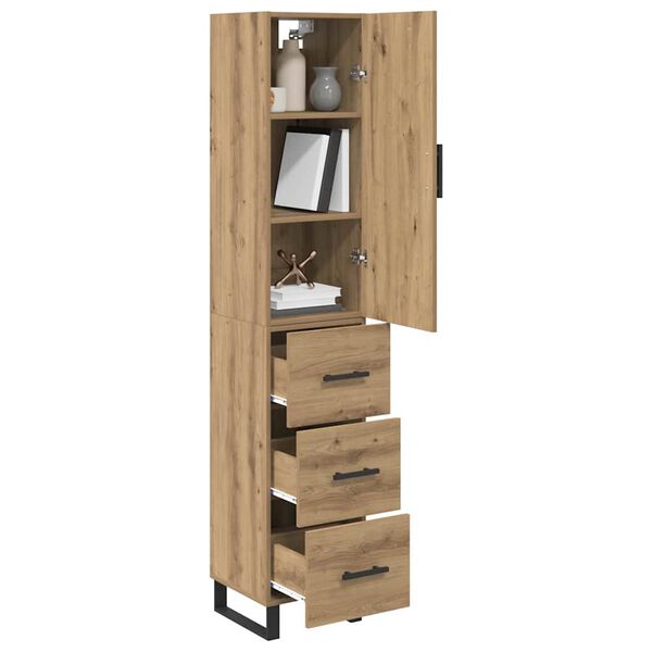 vidaXL Highboard Artisan Egetr&aelig; 34,5 x 34 x 180 cm Konstrueret tr&aelig;