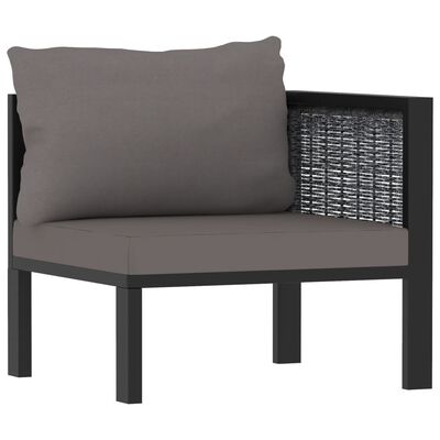 vidaXL 3-personers sofa med hynder polyrattan antracitgrå