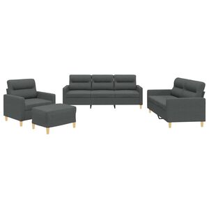 vidaXL sofas&aelig;t 4 dele med hynder stof m&oslash;rkegr&aring;