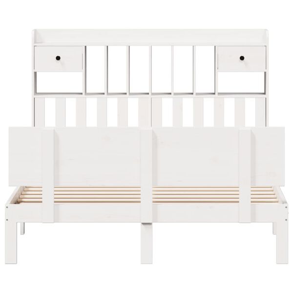 vidaXL seng med reol uden madras 150x200 cm massivt fyrretræ hvid