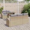 vidaXL Havesofa S&aelig;t med pude med pude 6 pcs Beige Poly Rattan