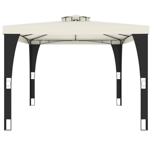 vidaXL pavillon med dobbelt tag 3,98x2,98 m stål cremefarvet