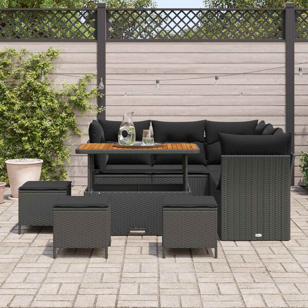 vidaXL Havesofa S&aelig;t 9 pcs Sort polyrattan