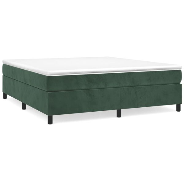 vidaXL Boxspring sengeramme Mørkegrøn 160x200 cm Fløjl