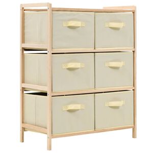 vidaXL opbevaringsstativ med 6 stofkurve cedertr&aelig; beige