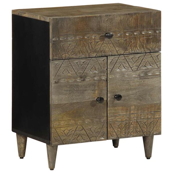 vidaXL sengebord 50x33x60 cm massivt mangotr&aelig; lysegr&aring;