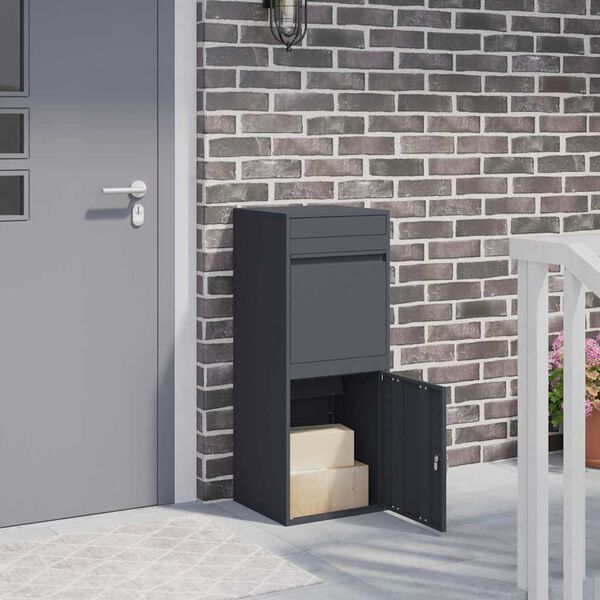 vidaXL Pakke drop boks med opbevaring Antracit 41 x 38 x 103 cm St&aring;l