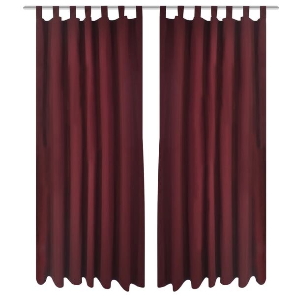 Gardiner i mikro-satin med løkker 2 stk. 140 x 225 cm bordeaux-rød