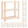 vidaXL reoler 10 stk. 3 hylder 80x38x90 cm massivt fyrretr&aelig; 150 kg