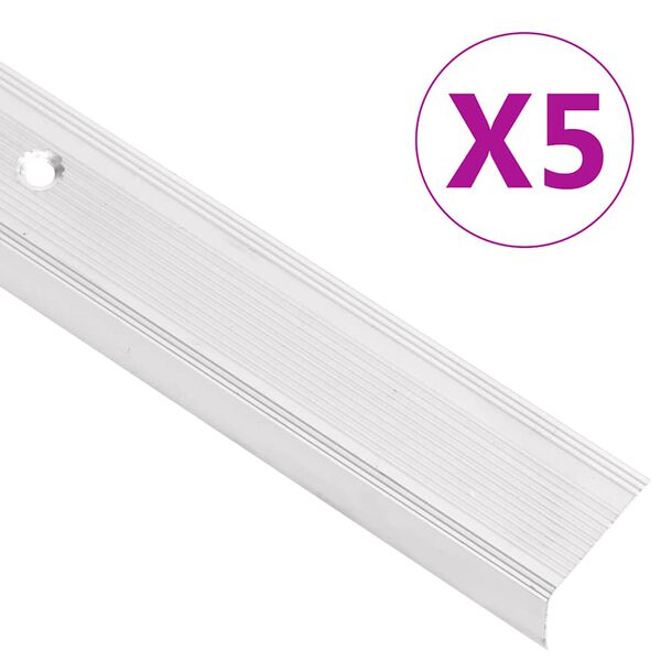 vidaXL trappelister 5 stk. L-facon 90 cm aluminium s&oslash;lvfarvet