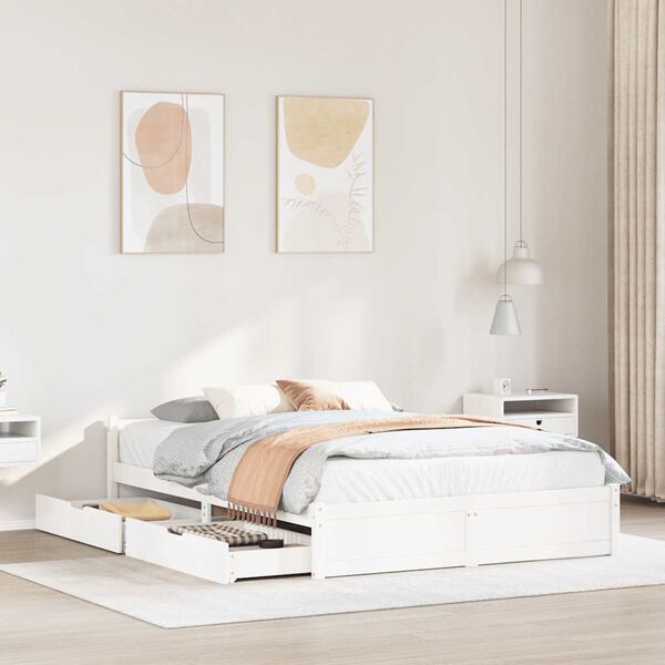 vidaXL sengeramme uden madras 100x200 cm massivt fyrretræ hvid