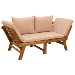 vidaXL 3-i-1 Haveb&aelig;nk med puder Massivt Akacietr&aelig; Beige