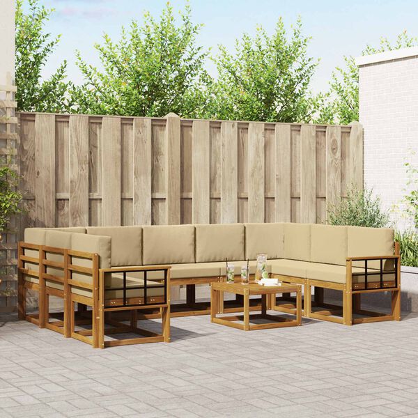 vidaXL Udend&oslash;rs sofagruppe med pude 10 pcs Naturlig og Beige