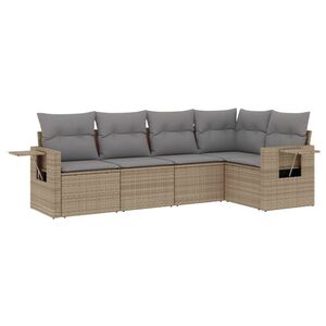 vidaXL sofas&aelig;t til haven 5 dele med hynder polyrattan beige