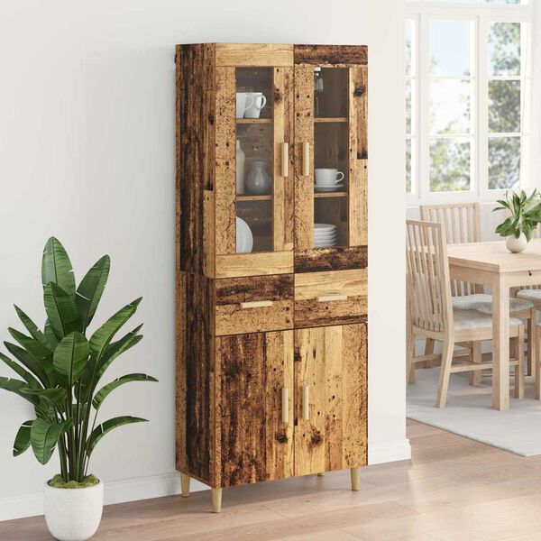 vidaXL Highboard Gammelt tr&aelig; 69,5 x 34 x 180 cm Konstrueret tr&aelig;