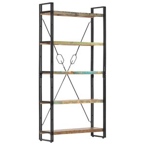vidaXL bogreol med 5 hylder 90x30x180 cm massivt genbrugstr&aelig;