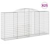 vidaXL buede gabionkurve 25 stk. 300x50x140/160 cm galvaniseret jern