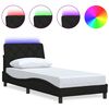 vidaXL sengeramme med LED uden madras 90x200 cm stof sort