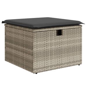 vidaXL haveskammel med hynde 55x55x37 cm polyrattan lysegr&aring;