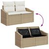 vidaXL Havesofa S&aelig;t med pude med opbevaring 9 pcs Beige Poly rattan