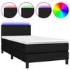 vidaXL kontinentalseng med LED-lys 100x200 cm stof sort