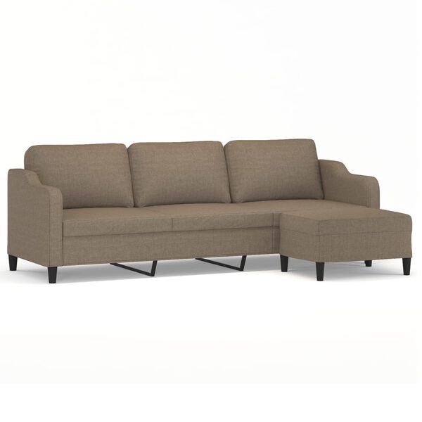 vidaXL 3-personers sofa med fodskammel 210 cm stof Gr&aring;brun