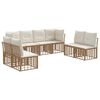 vidaXL Udend&oslash;rs sofagruppe med pude 8 pcs Naturfarvet Polyester