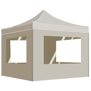 vidaXL foldbart festtelt med v&aelig;gge aluminium 3 x 3 m cremefarvet