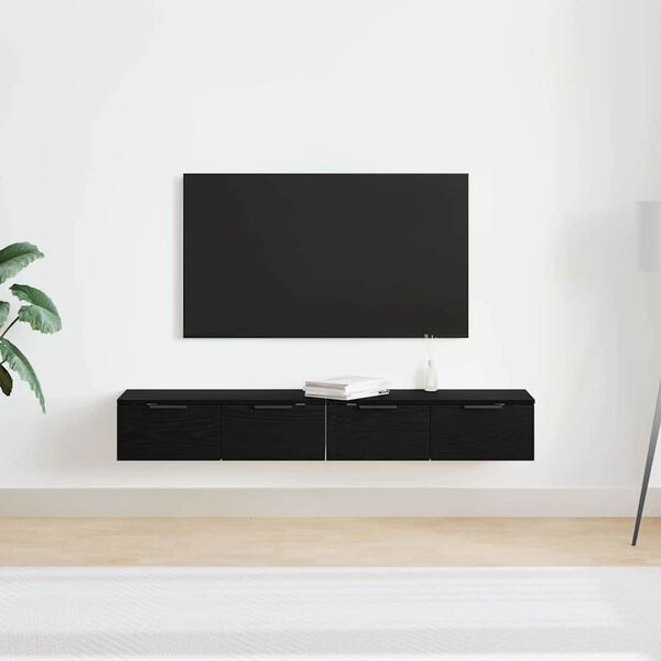 vidaXL Væghængt skab 2 pcs Sort eg 68 x 30 x 20 cm Konstrueret træ