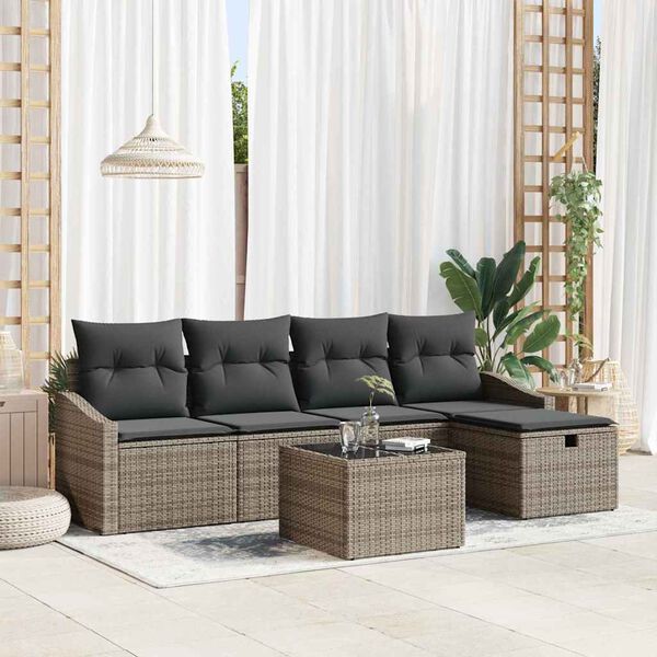 vidaXL Sofa S&aelig;t med pude 5 pcs polyrattan