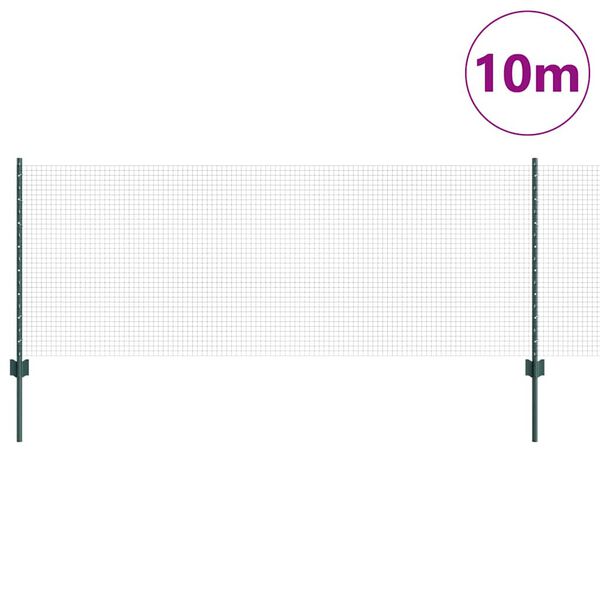 vidaXL Hegn med post Gr&oslash;n 0,8 x 10 m St&aring;l og PVC