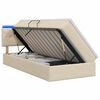vidaXL LED opbevarings seng med madras Cremefarvet 90 x 200 cm Stof