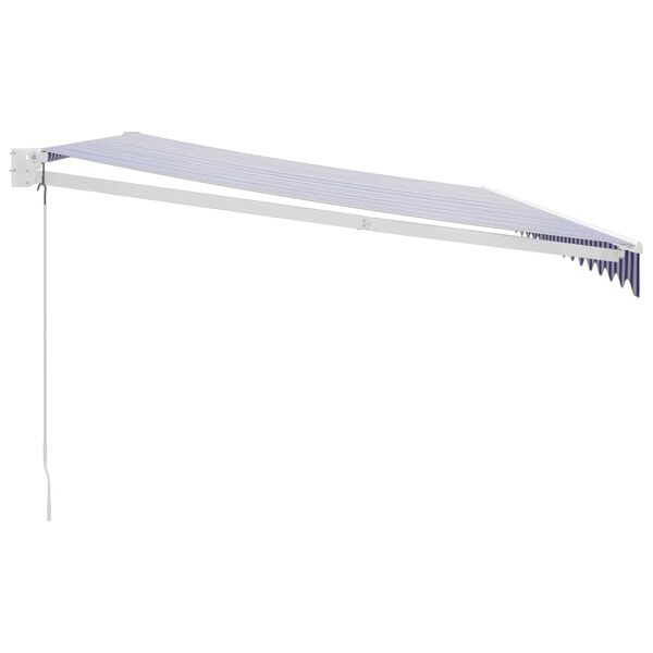 vidaXL foldemarkise manuel betjening 5x3 m stof aluminium bl&aring; hvid