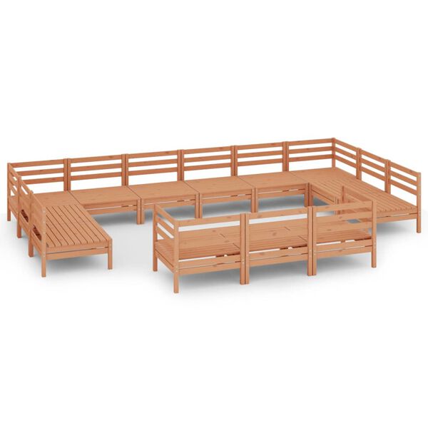 vidaXL lounges&aelig;t til haven 13 dele massivt fyrretr&aelig; gyldenbrun