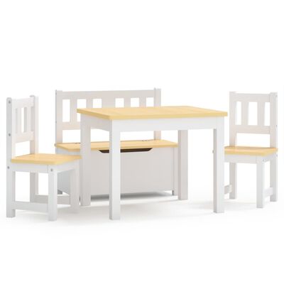 vidaXL bord- og stolesæt til børn 4 dele MDF hvid og beige