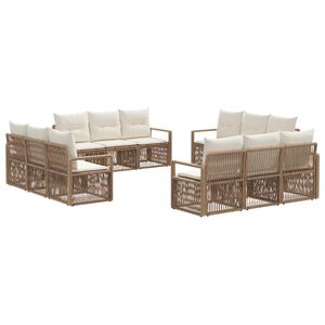 vidaXL Havesofa S&aelig;t 12 stk. Beige polyrattan