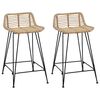 vidaXL Barb&aelig;nk 2 stk. Naturfarvet 44 x 45 x 76 cm Rattan og St&aring;l