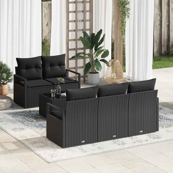 vidaXL Sofa S&aelig;t 6 pcs Sort polyrattan