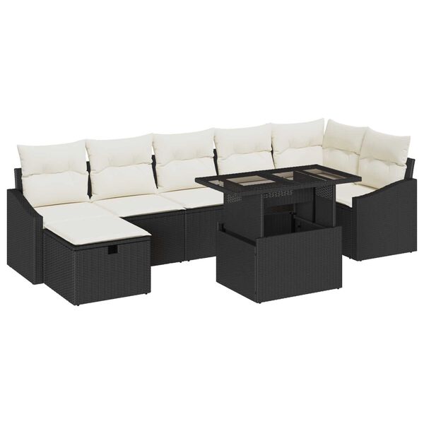 vidaXL Havesofa S&aelig;t 8 pcs Sort polyrattan
