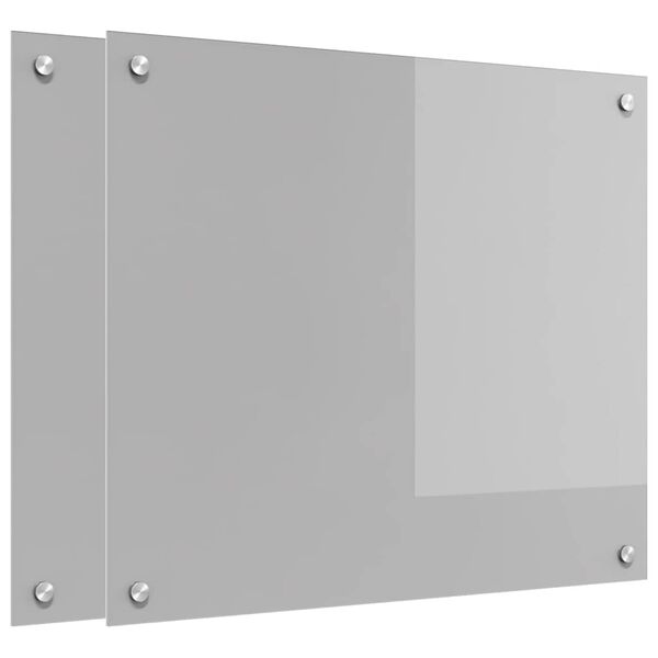 vidaXL Køkken bagvæg 2 pcs Lysegrå 70 x 60 cm hærdet glas