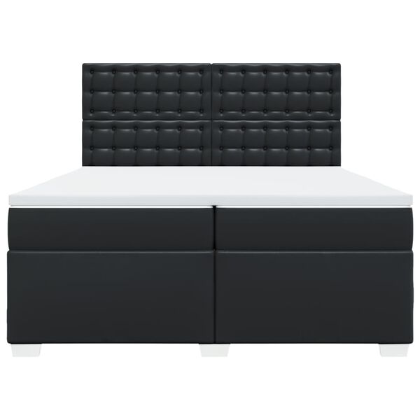 vidaXL kontinentalseng med madras 200x200 cm kunstlæder sort