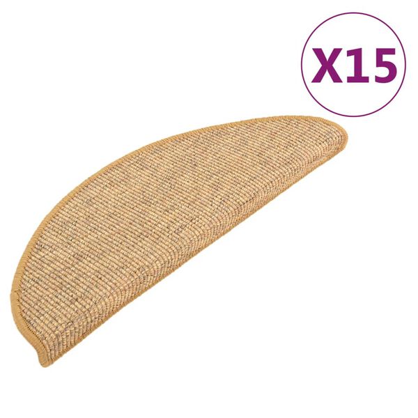 vidaXL trappemåtter 15 stk. 65x21x4 cm sisal halvrund store
